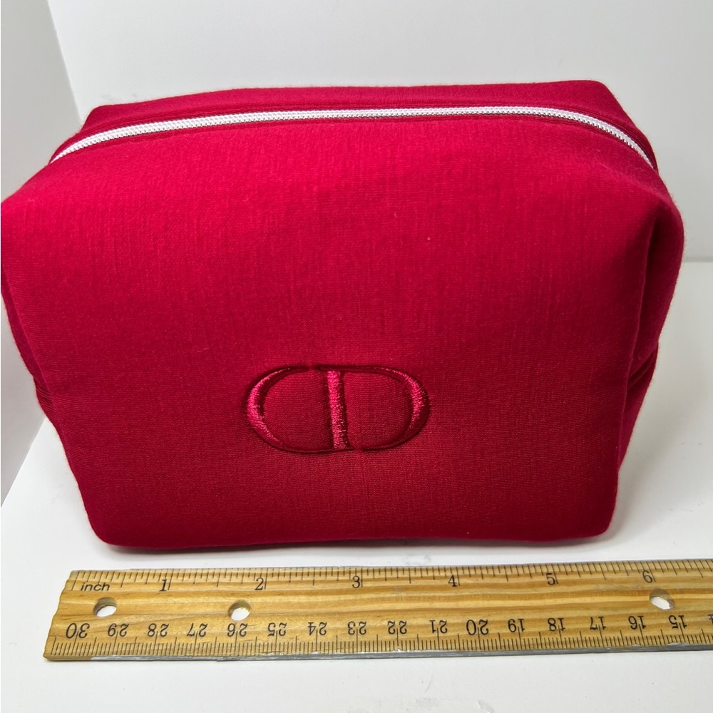Dior Red Cosmetic Pouch Bag - Deep Red with Silver Accents - Picture 5 of 7